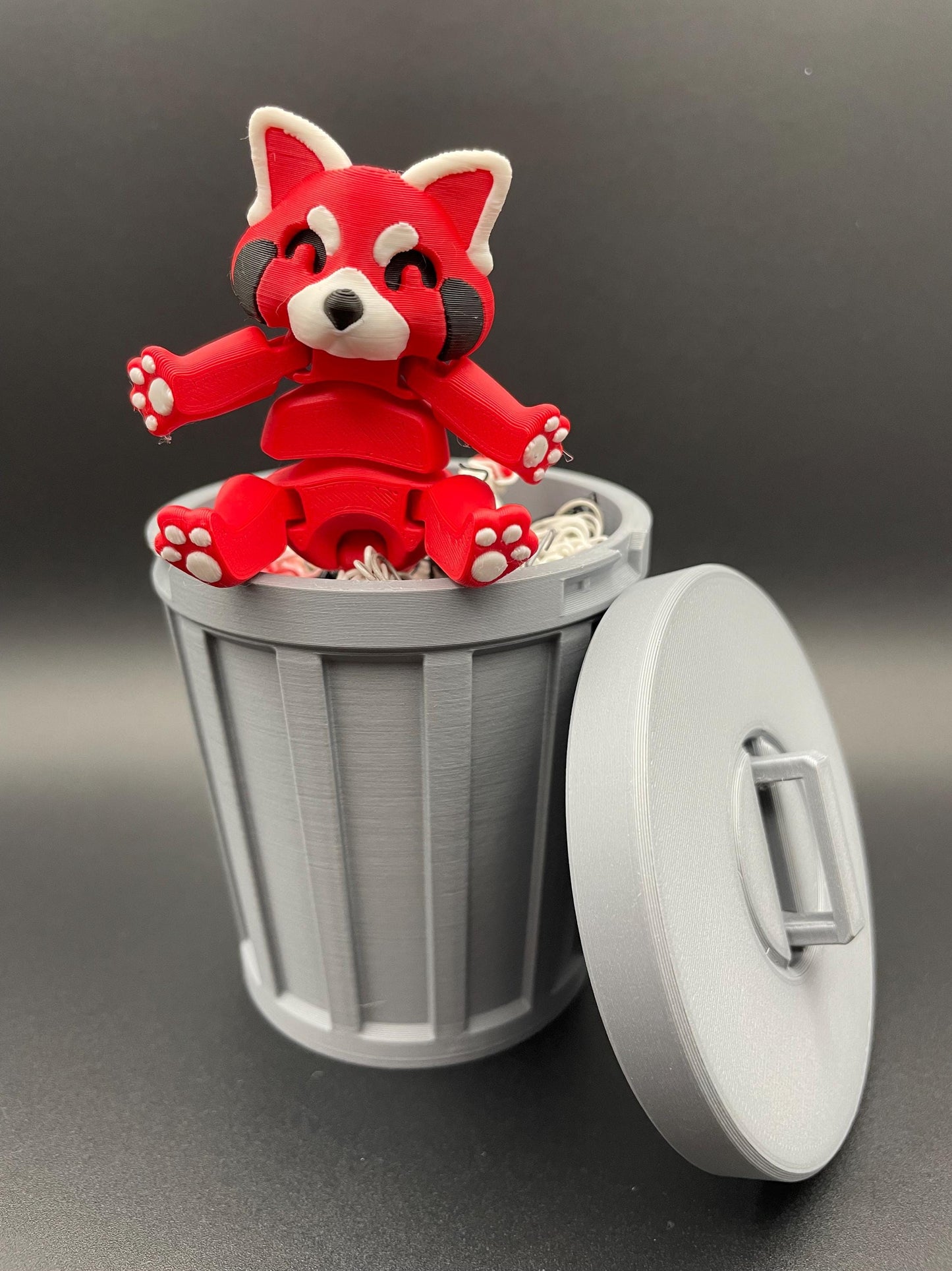 3D Printed Animals with trashcan