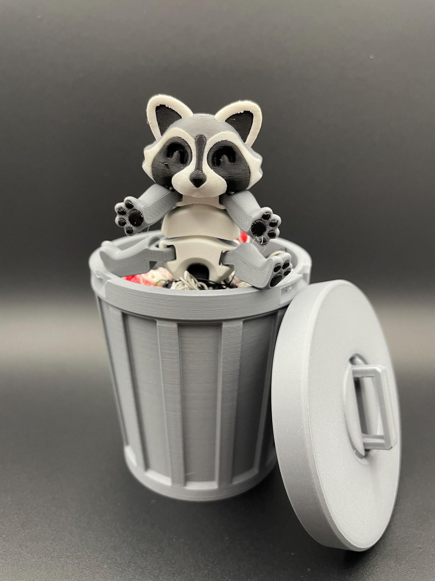 3D Printed Animals with trashcan