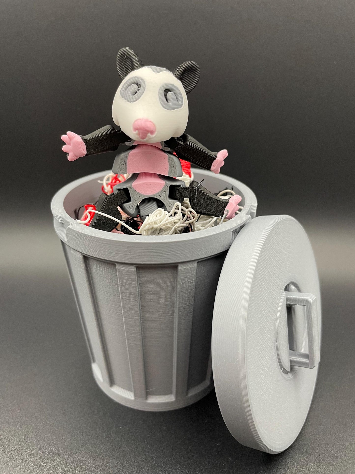 3D Printed Animals with trashcan