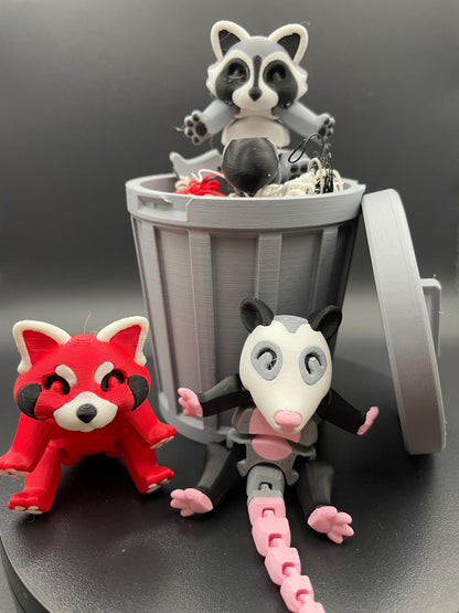 3D Printed Animals with trashcan